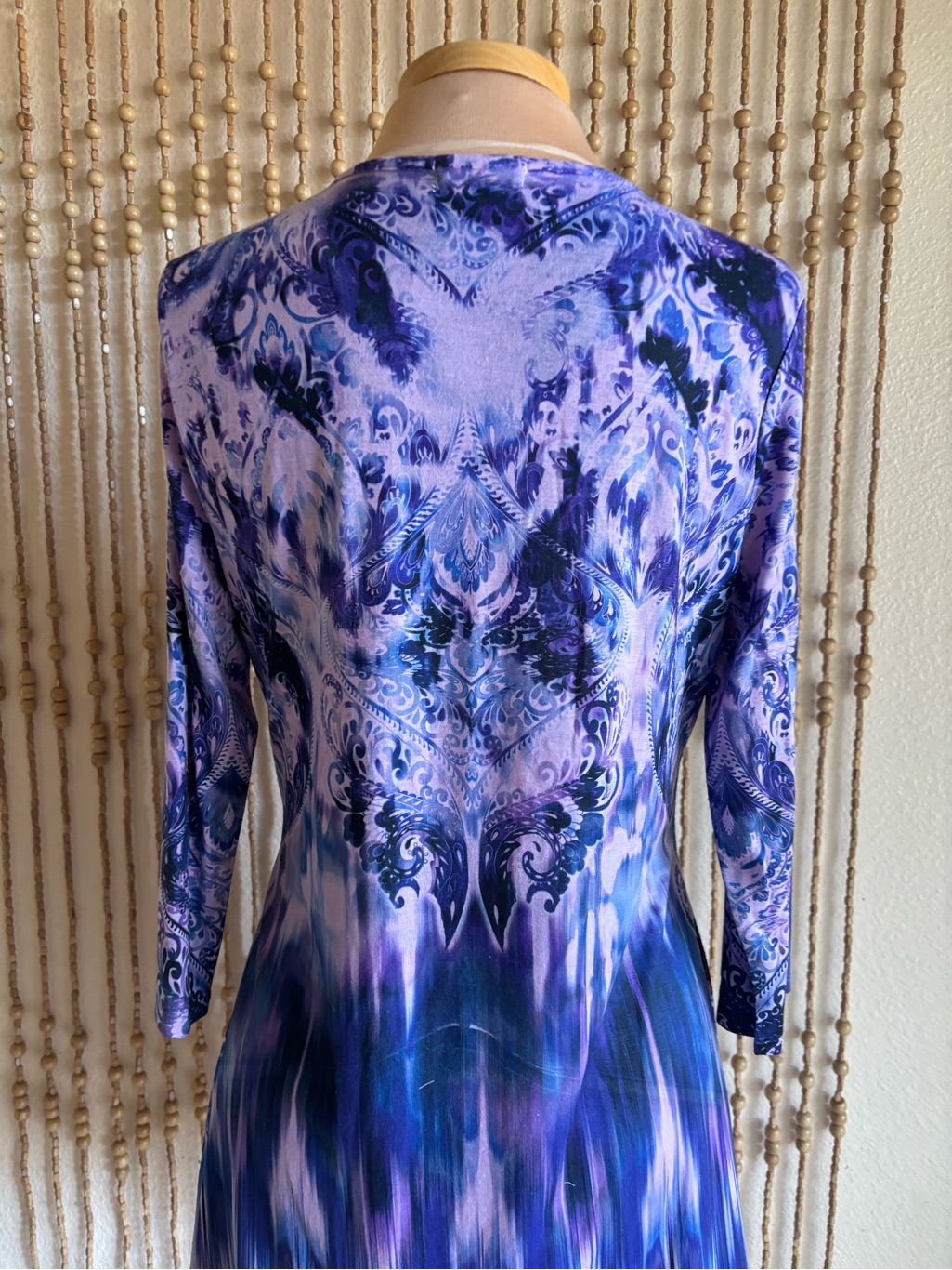 Oneworld Y2k Sublimation Blue Purple Vibrant Tie Dye Floral Lace Sharkbite Tunic — image 4 of 6